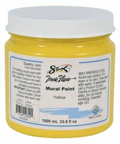 Coupon 😀 Sax True Flow Acrylic Mural Paint, 33.8 Ounce Plastic Container, Yellow 🔔