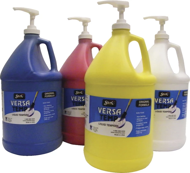 Wholesale π Sax Versatemp Heavy-Bodied Tempera Paints With Pumps, Assorted Colors, Gallon, Set Of 4 π 3 Wholesale π Sax Versatemp Heavy-Bodied Tempera Paints With Pumps, Assorted Colors, Gallon, Set Of 4 π