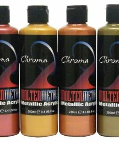 Promo 🔥 Chroma Molten Metals Acrylic Paint Set,Assorted Metallic Colors, 8 Ounces, Set Of 6 ⌛