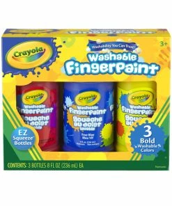 Hot Sale 🛒 Crayola Washable Bold Fingerpaint Set, Bottle, Primary, Set Of 3 🔥