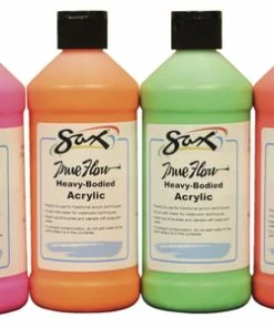 New 🧨 Sax True Flow Heavy Body Acrylic Paint, Assorted Neon Colors, Pints, Set Of 6 🥰