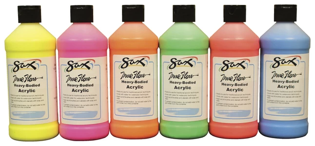 New 𧨠Sax True Flow Heavy Body Acrylic Paint, Assorted Neon Colors, Pints, Set Of 6 π₯° 3 New 𧨠Sax True Flow Heavy Body Acrylic Paint, Assorted Neon Colors, Pints, Set Of 6 π₯°