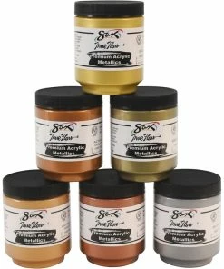 Cheap 🥰 Sax Premium Heavy-Bodied Acrylic Metallics, 8 Ounce Jars, Set Of 6 🤩
