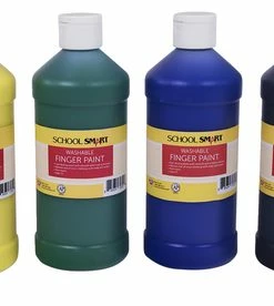 New ❤️ School Smart Washable Finger Paints, Assorted Primary Colors, Pint Set Of 6 👏