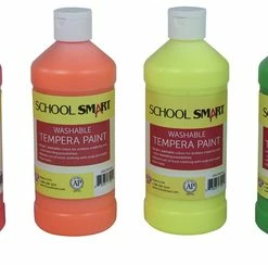 Hot Sale π School Smart Washable Tempera Paint Set, Assorted Fluorescent Colors, Pint Set Of 6 π
