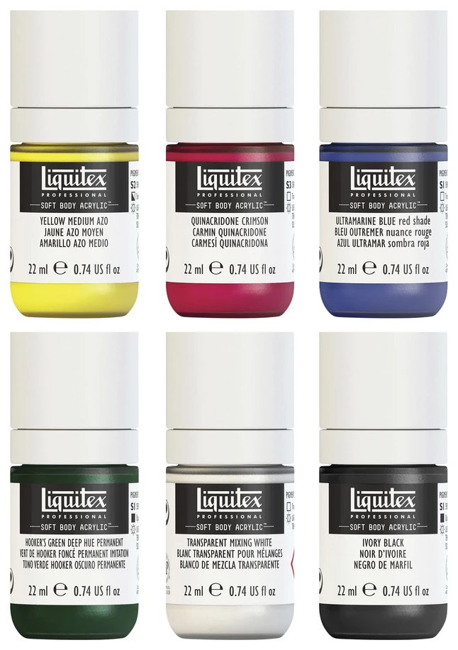 Brand new ❤️ Liquitex Soft Body Acrylic Paint Mixing Set, 0.74 Ounce Bottles, Set Of 6 ✔️ 4 Brand new ❤️ Liquitex Soft Body Acrylic Paint Mixing Set, 0.74 Ounce Bottles, Set Of 6 ✔️ - Image 2