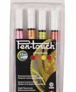 Best Sale 🥰 Sakura Pentouch Paint Marker, Medium Tip, Assorted Fluorescent Colors, Set Of 4 😍