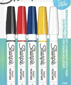 Best Pirce ✨ Sharpie Water Based Paint Marker Set, Fine Tip, Assorted Color, Set Of 5 👏