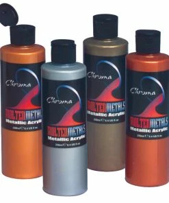 Coupon ⭐ Chroma Molten Metal Acrylic Paint Set,, Assorted Metallic Colors, 8 Ounce, Set Of 4 🎉