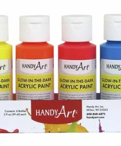 Best reviews of 👍 Handy Art Glow-in The Dark Non-Toxic Acrylic Paint Set, 2 Oz Bottle, Multiple Color, Set Of 6 ✔️